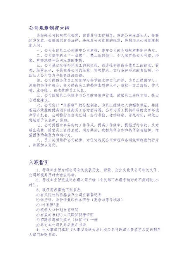 公司规章制度大纲（天选打工人）.docx