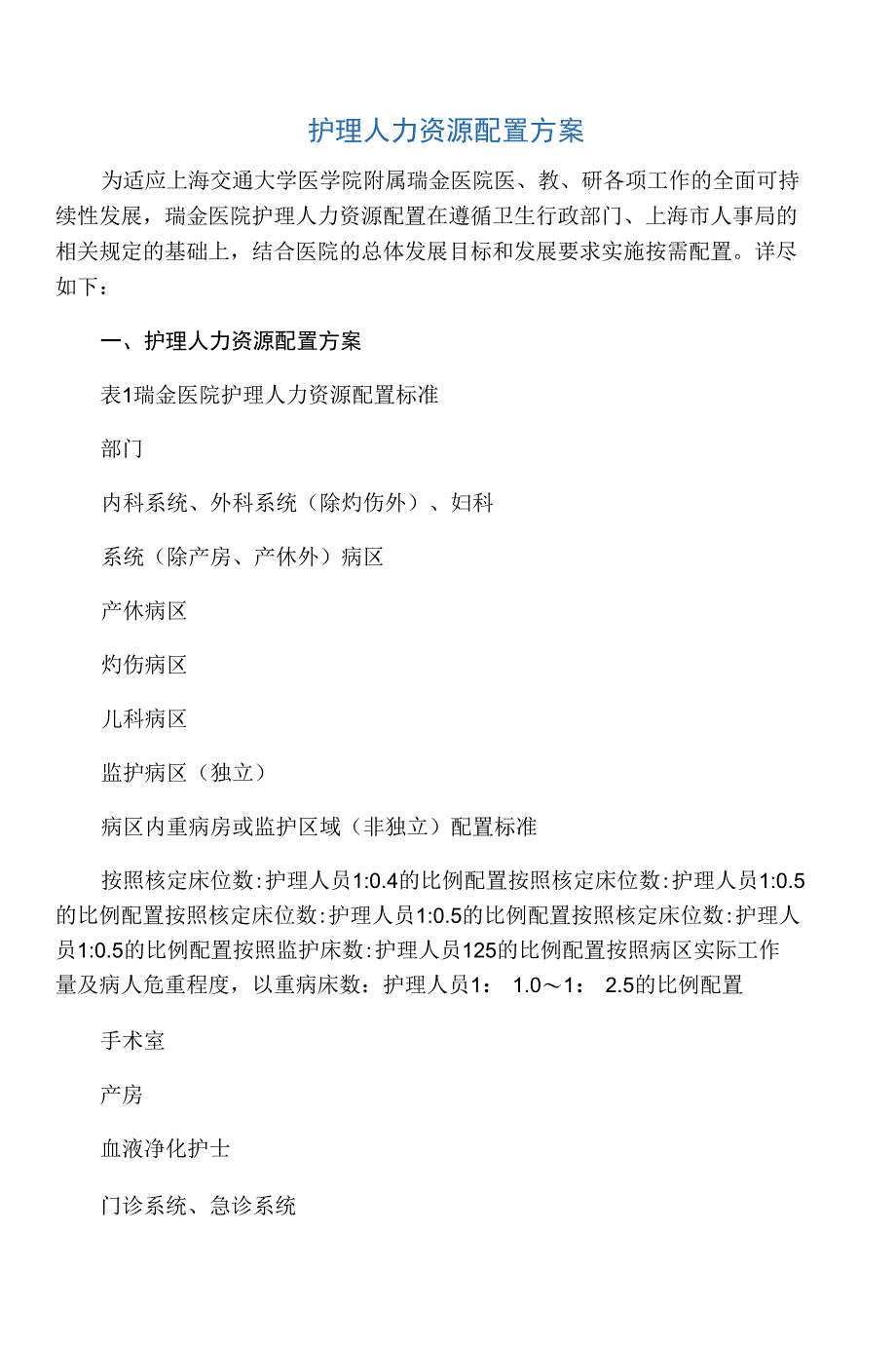 护理人力资源管理配置方案_第1页