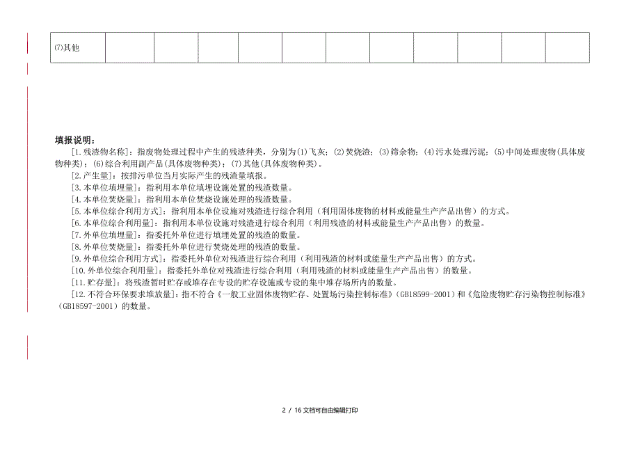 固体废物专业处置单位排放污染物动态申报表_第4页