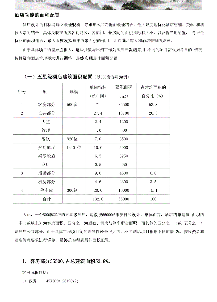 各星级酒店功能区面积配置_第1页