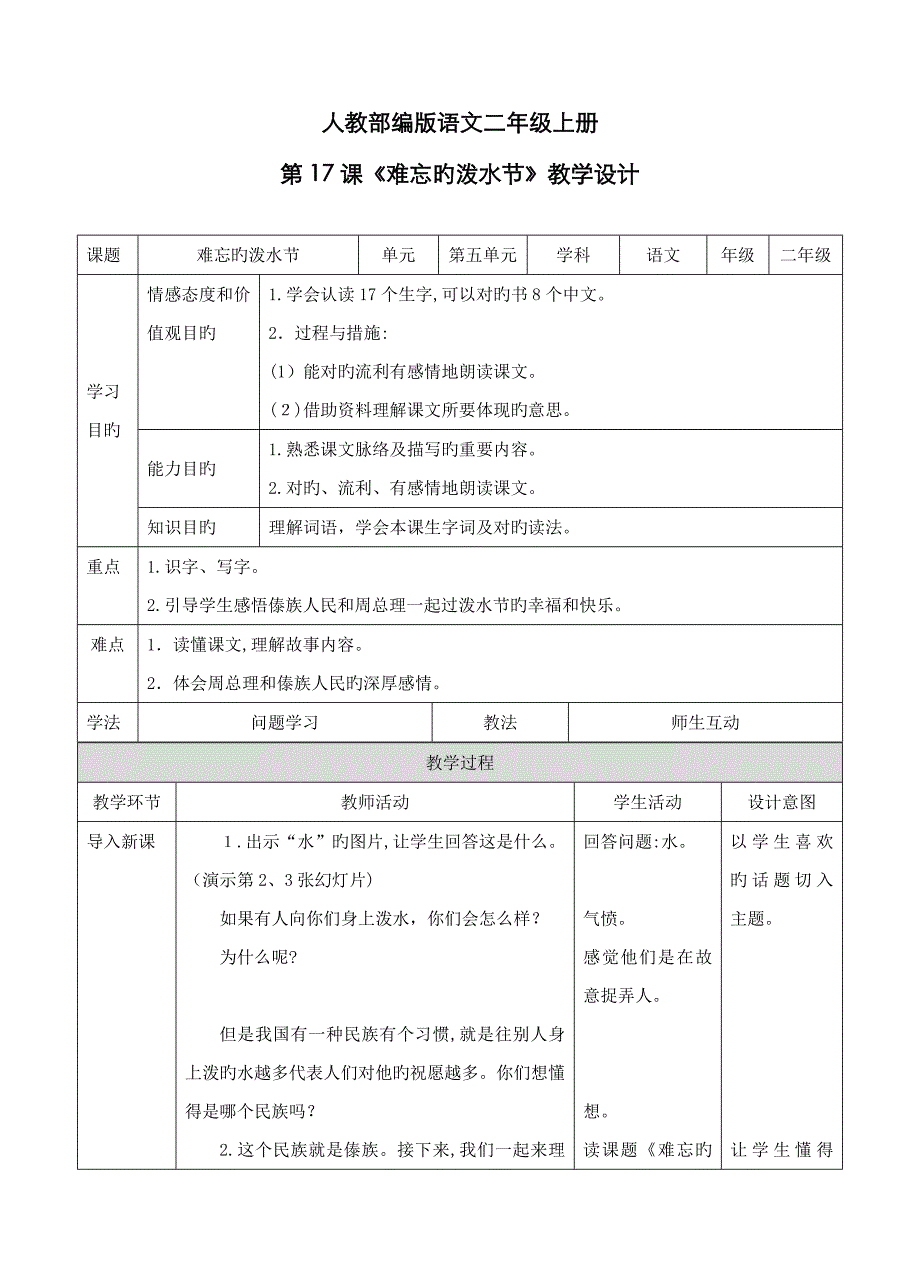 《难忘的泼水节》教案_第1页