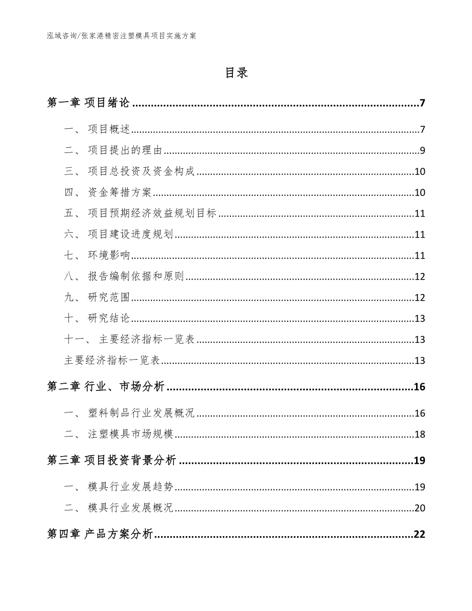 张家港精密注塑模具项目实施方案【模板】_第1页