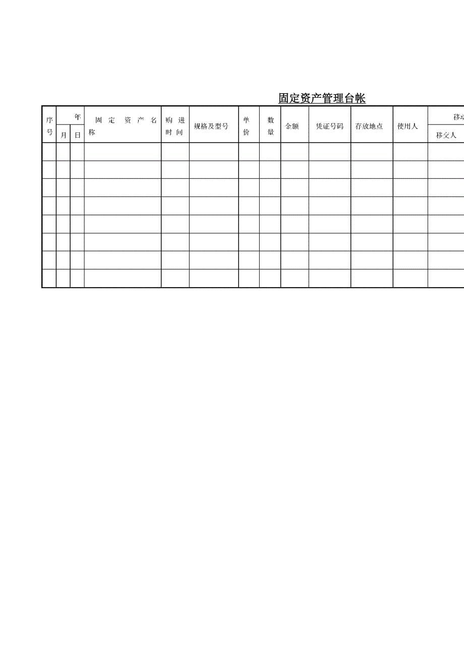 固定资产管理表格汇总_第5页