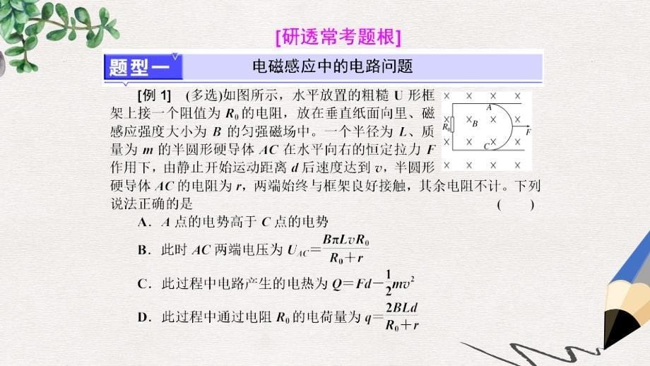 高考物理二轮复习第一部分专题四电路和电磁感应二十一掌握电磁感应中的四个重点题型ppt课件_第5页