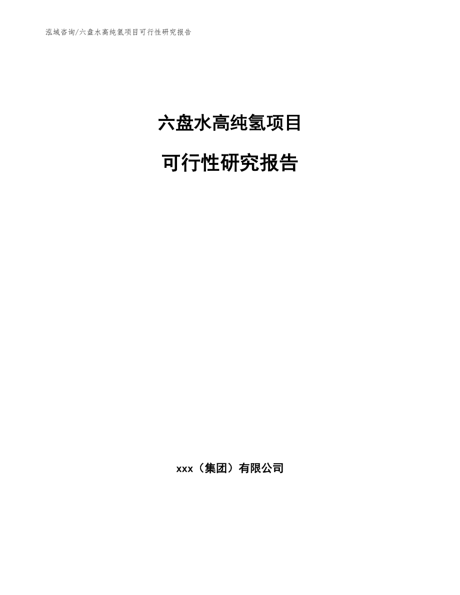 六盘水高纯氢项目可行性研究报告范文模板_第1页