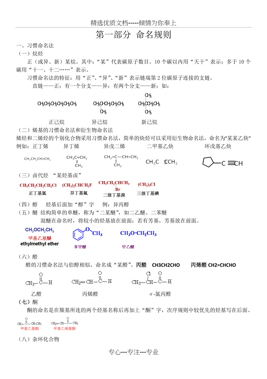 有机化学复习提纲(一)化合物命名_第1页