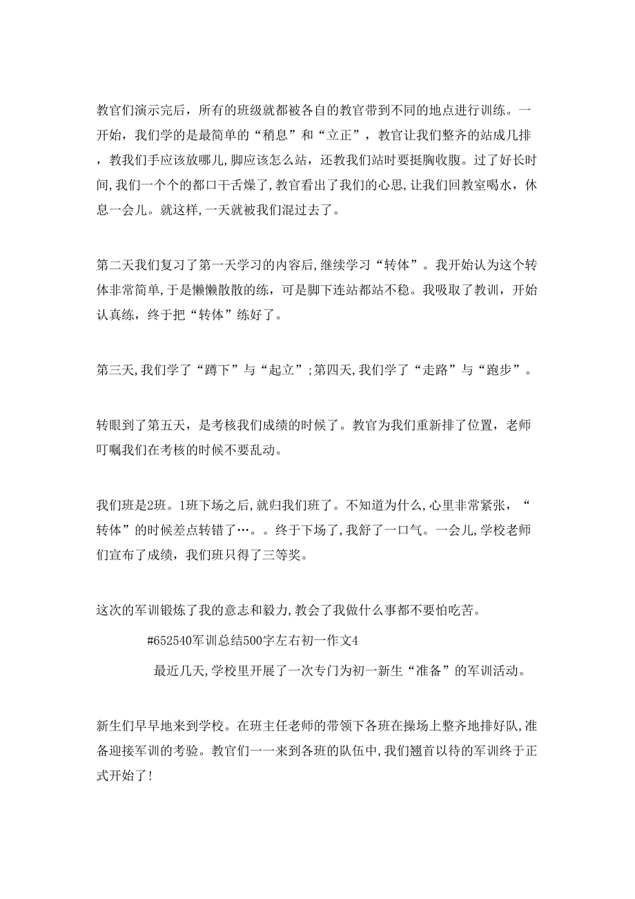 军训总结500字左右初一作文_第3页