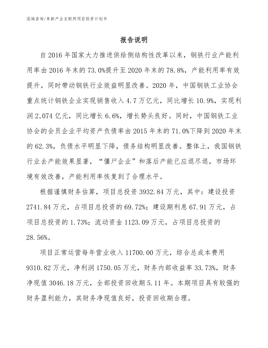 阜新产业互联网项目投资计划书_第2页