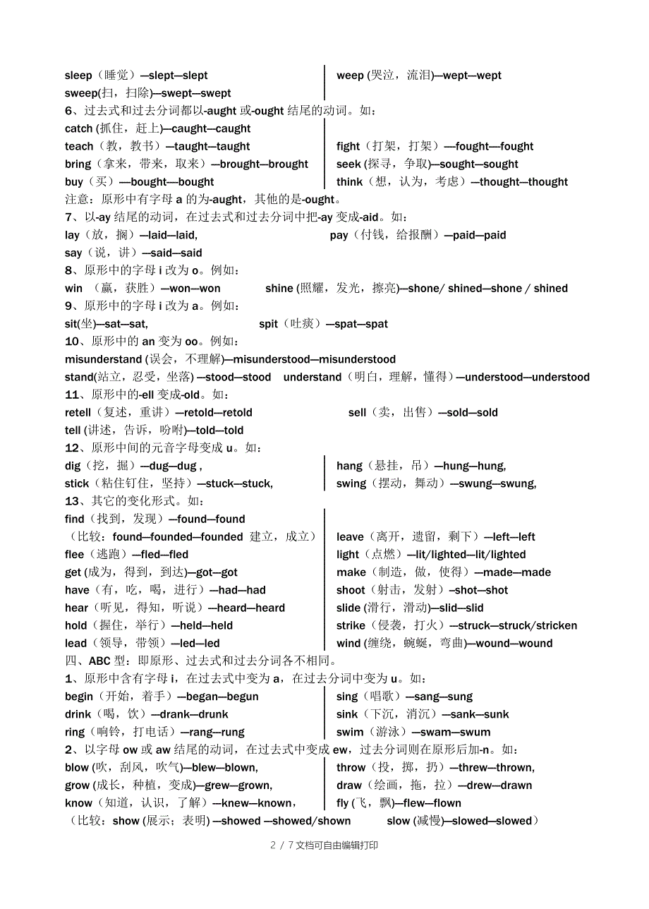 不规则动词和单词拼写错漏总结_第2页