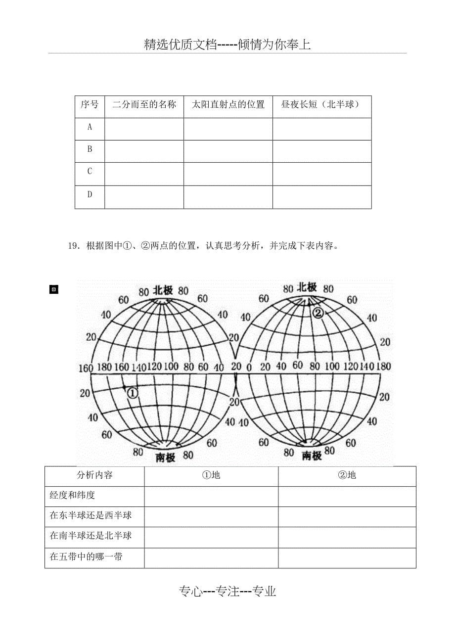 地球运动练习题10套_第5页