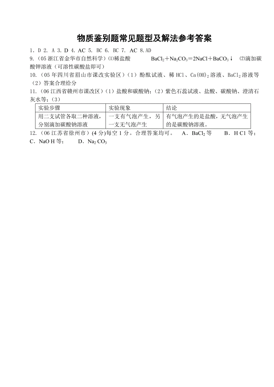 酸碱盐专题复习一《物质鉴别题常见题型及解法》_第3页