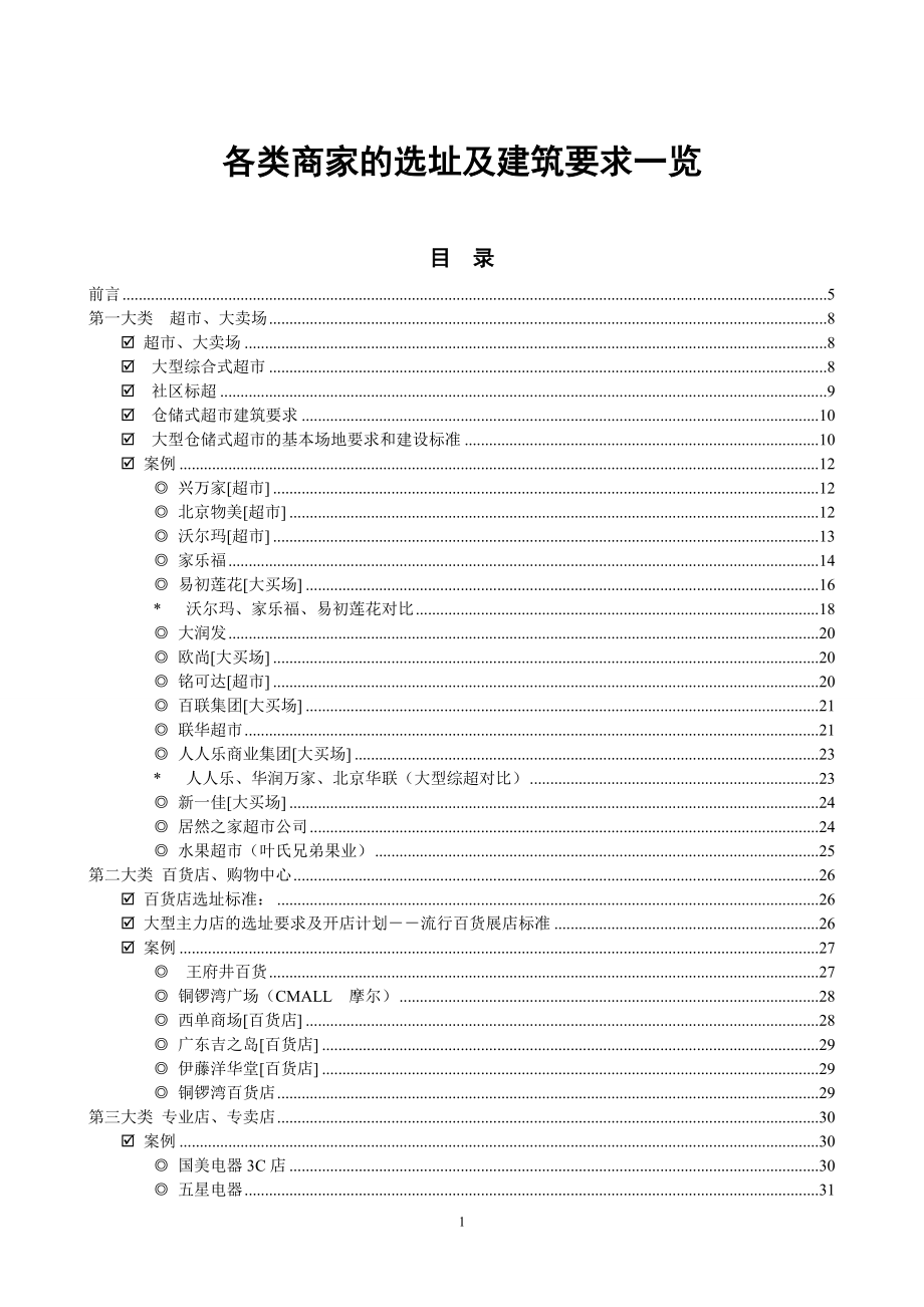 各类商家的选址及建筑要求一览最全最实用_第1页