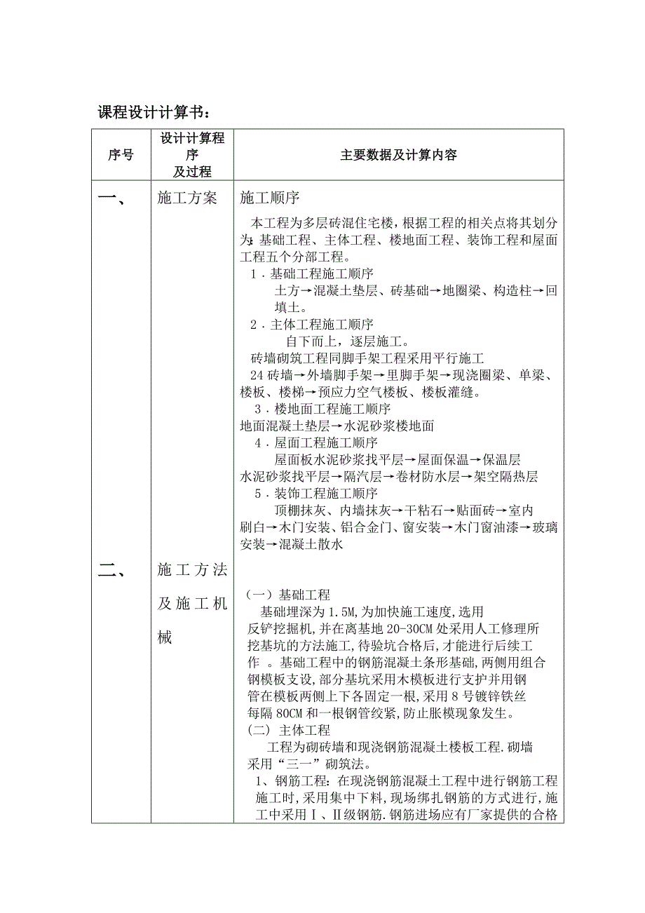 土木工程施工课程设计计算书_第2页