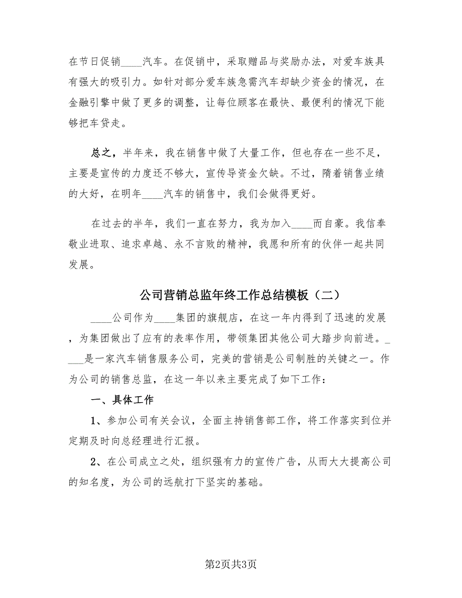 公司营销总监年终工作总结模板（2篇）.doc_第2页