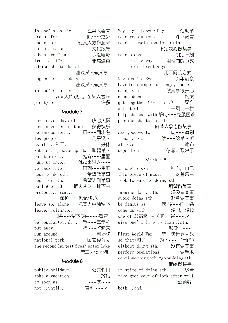 八年级下册英语课复习短语_第3页