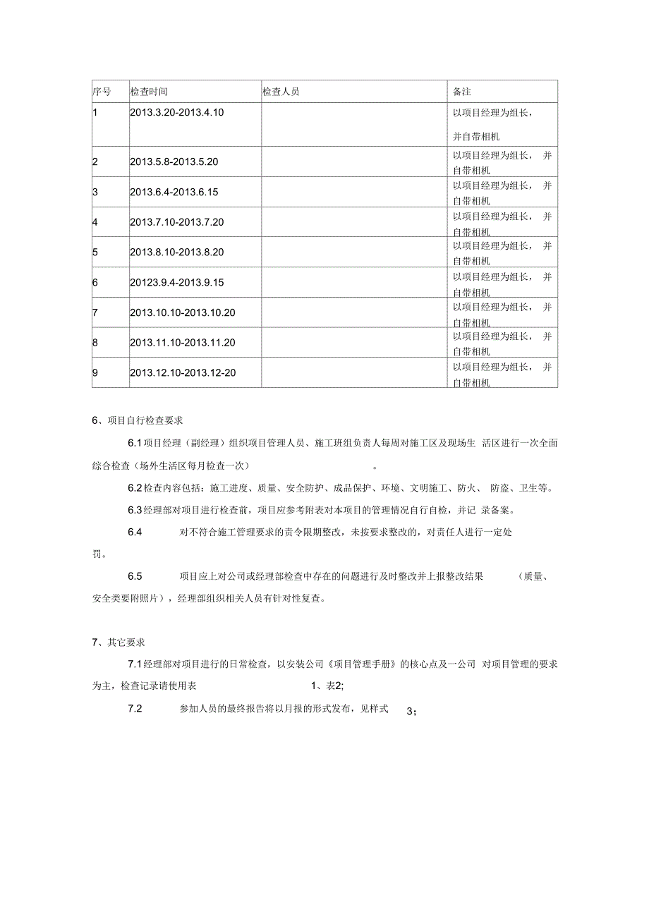 项目监督检查管理规定及检查表格_第2页