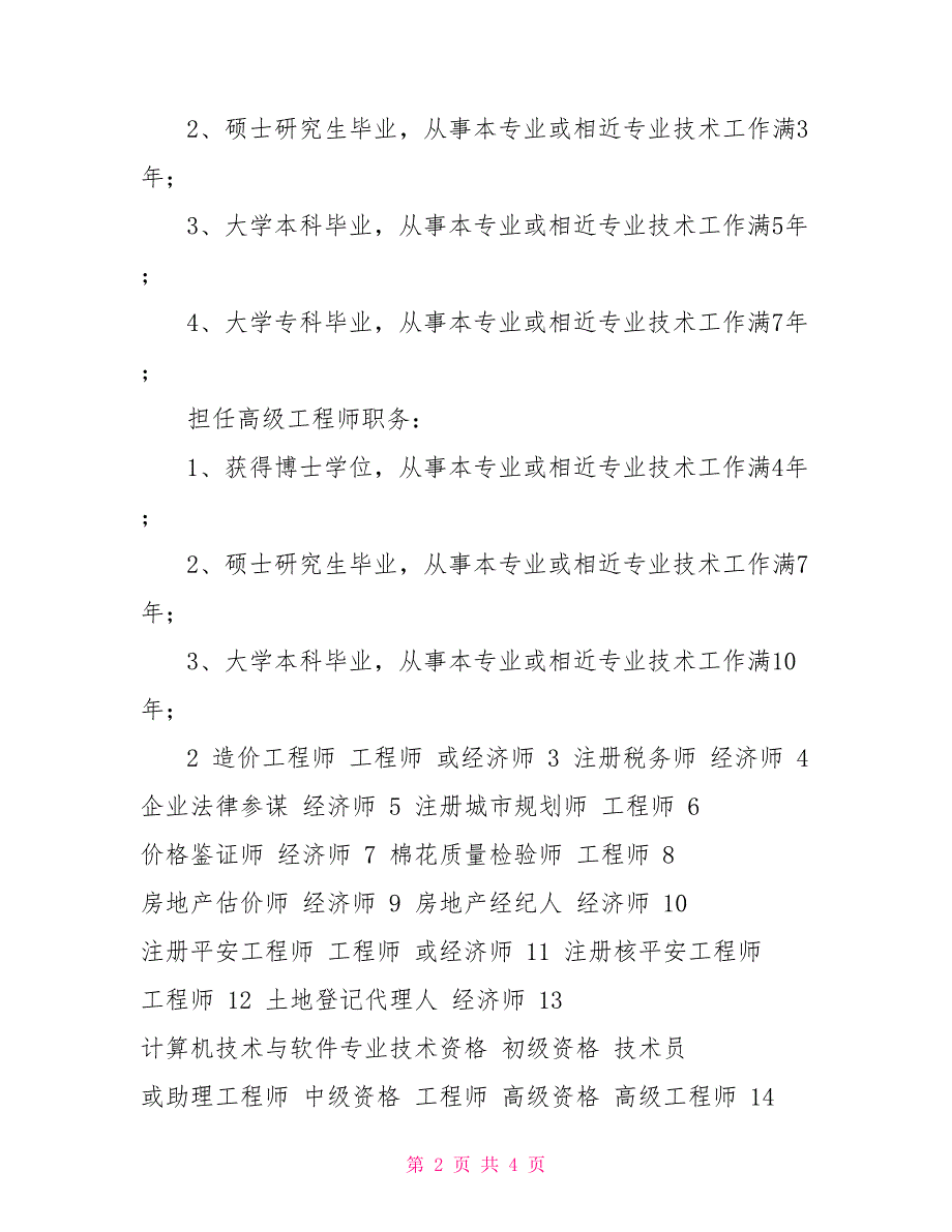 专业技术职业资格与专业技术职务对照表_第2页