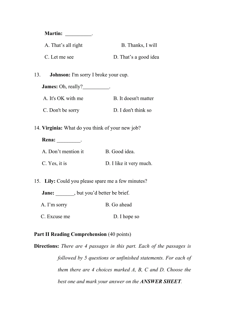 2023年成人学士学位英语模拟试题十二_第4页