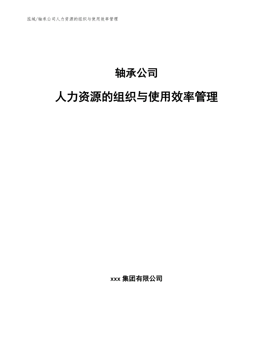 轴承公司人力资源的组织与使用效率管理（参考）_第1页