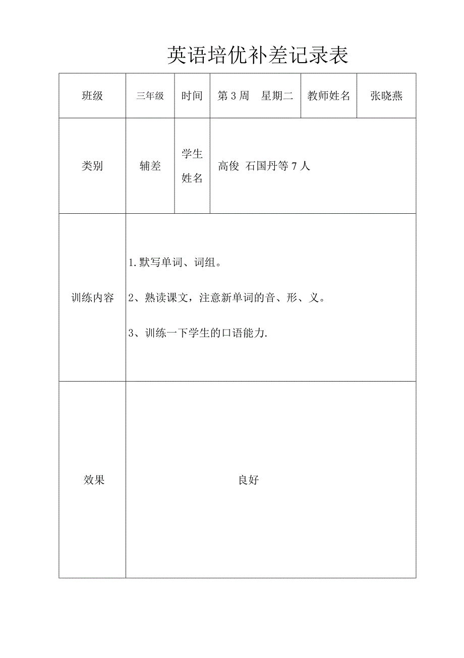 三年级下册英语培优辅差记录表_第2页