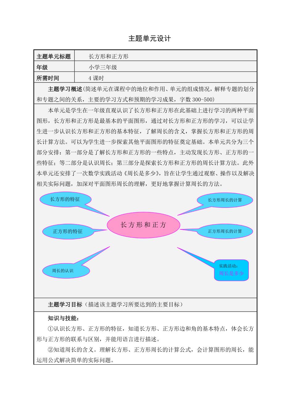 长方形和正方形主题单元设计_第1页