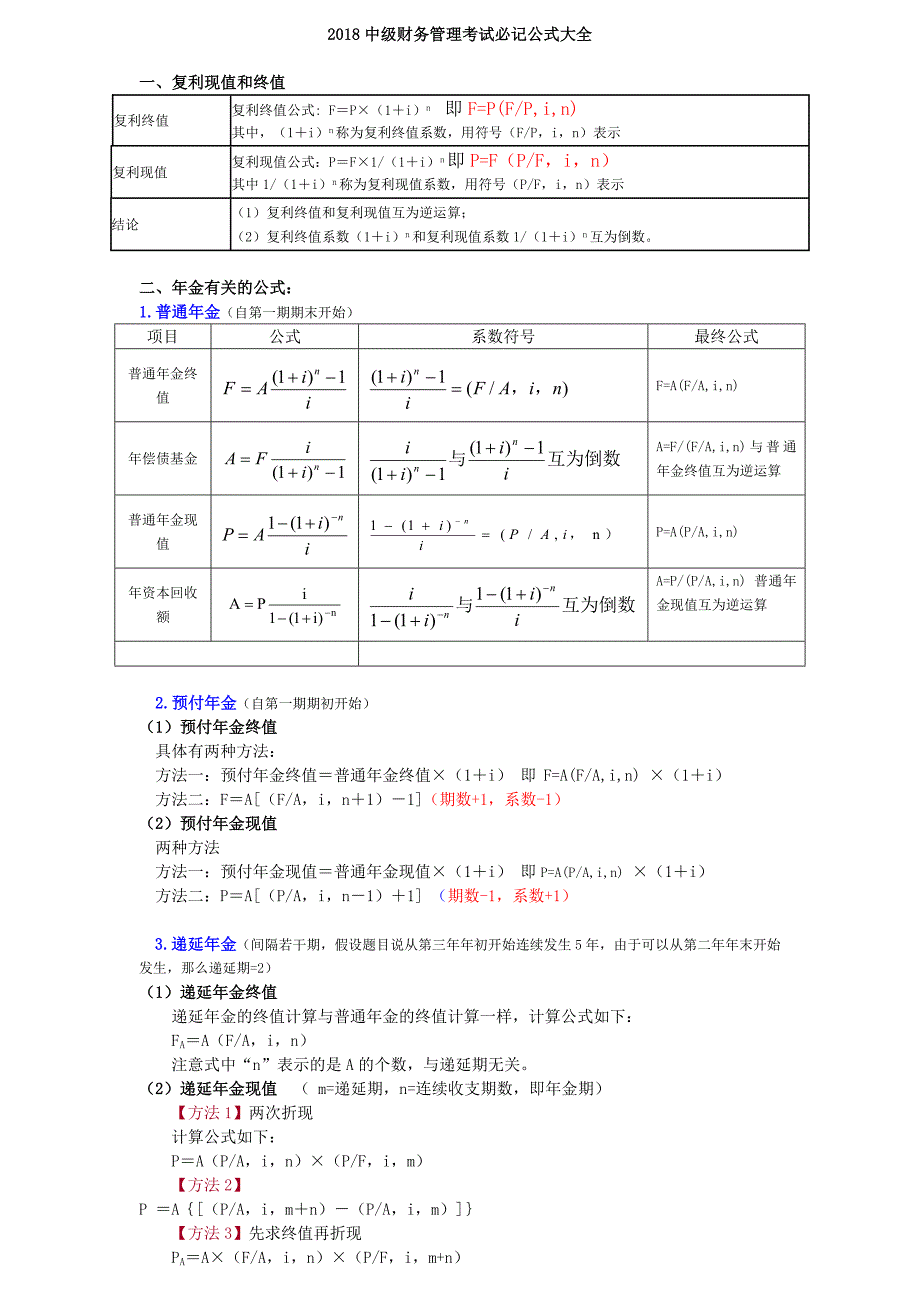 2018中级财务管理公式_第1页