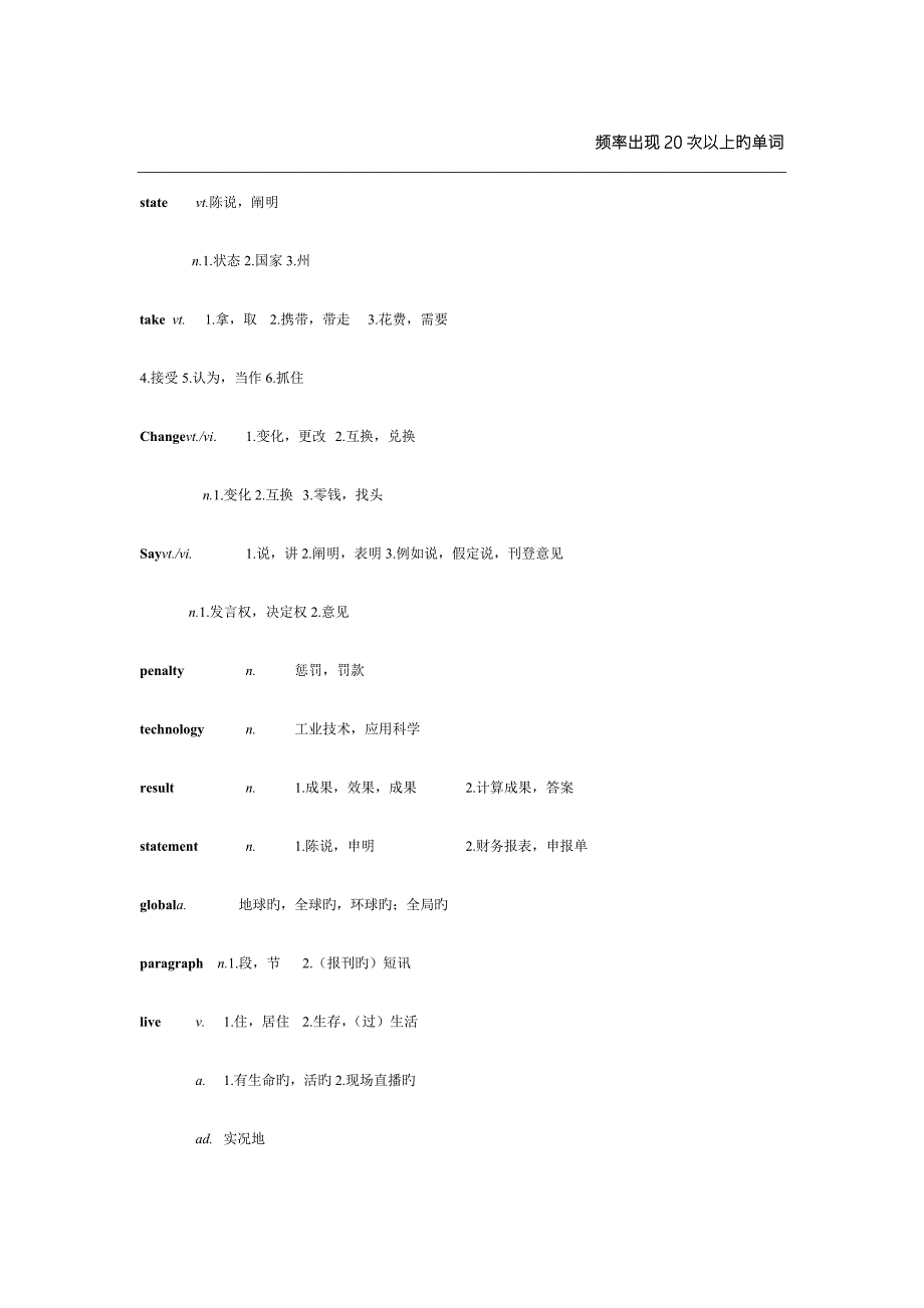 2023年历年同等学力高频词汇总结编辑版_第1页