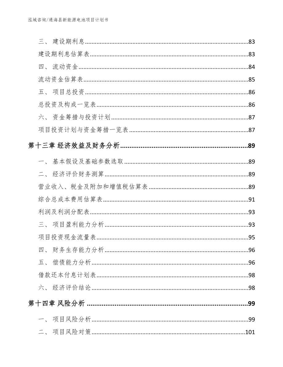 通海县新能源电池项目计划书_参考范文_第5页