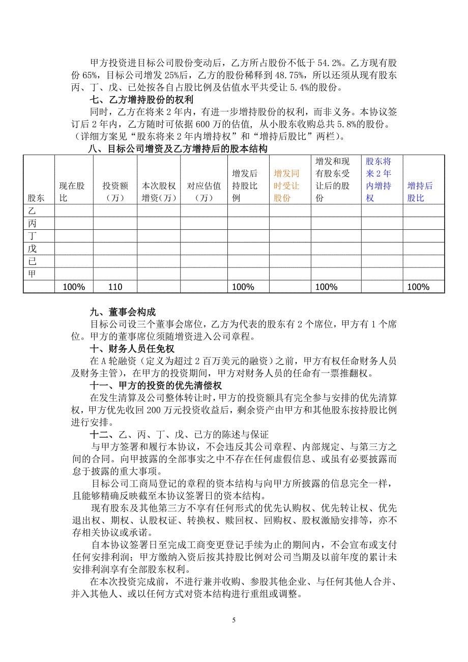 公司股权投资合作协议书_第5页