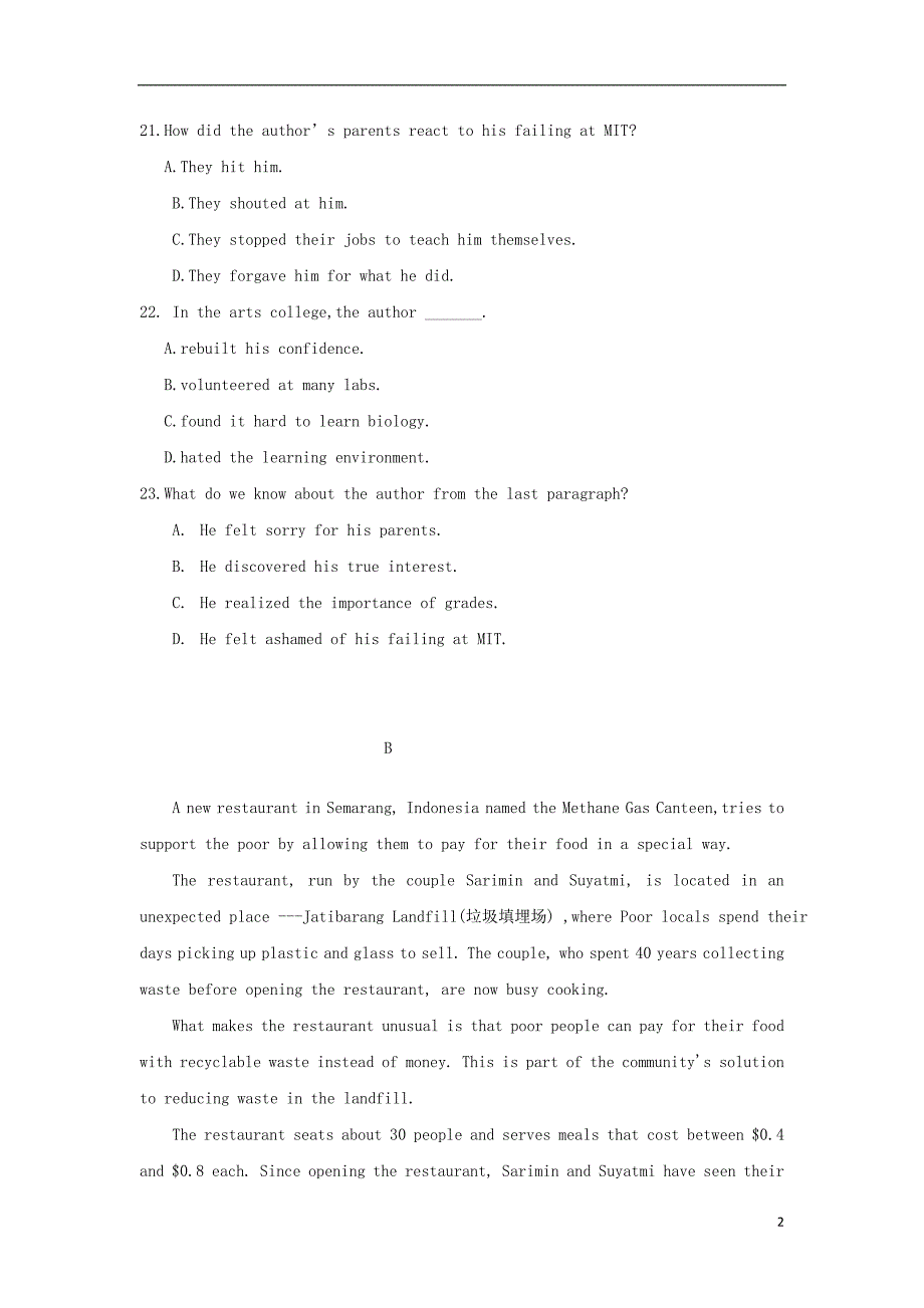 辽宁省六校协作体2019-2020学年高二英语上学期期中试题_第2页