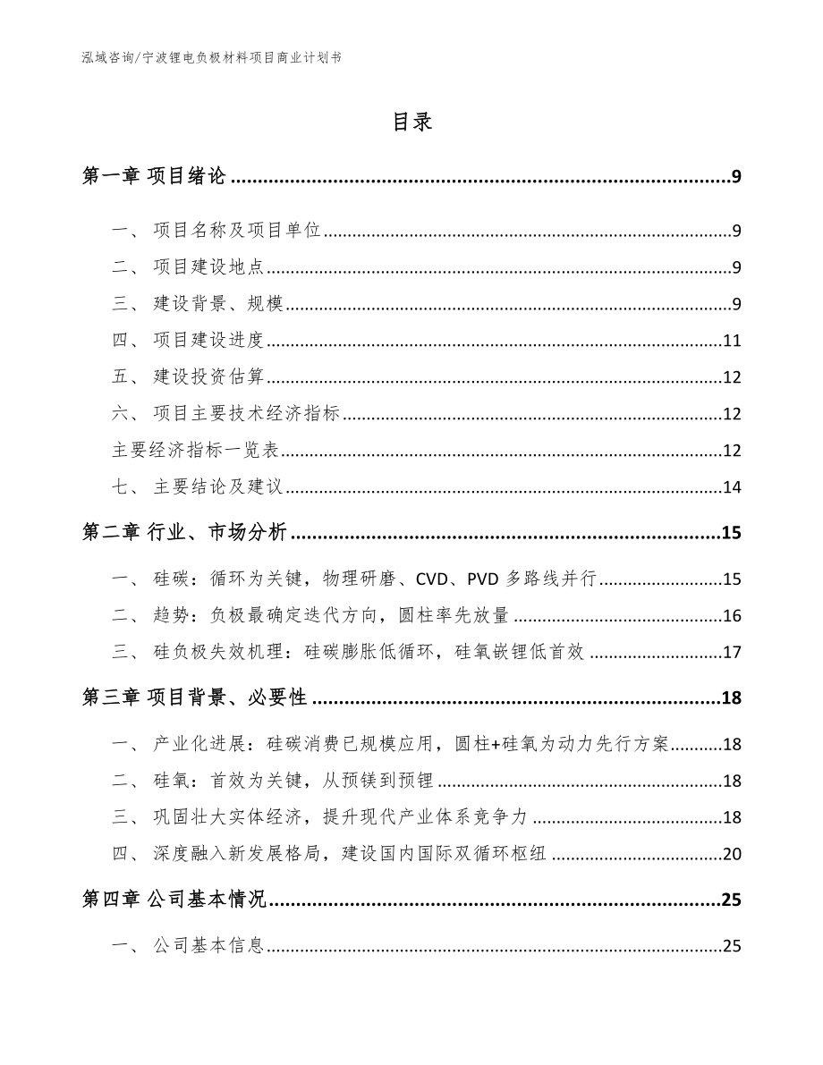 宁波锂电负极材料项目商业计划书_范文模板_第2页