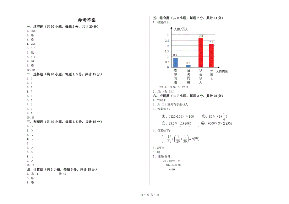 西南师大版六年级数学【上册】能力检测试卷B卷 附解析.doc_第4页