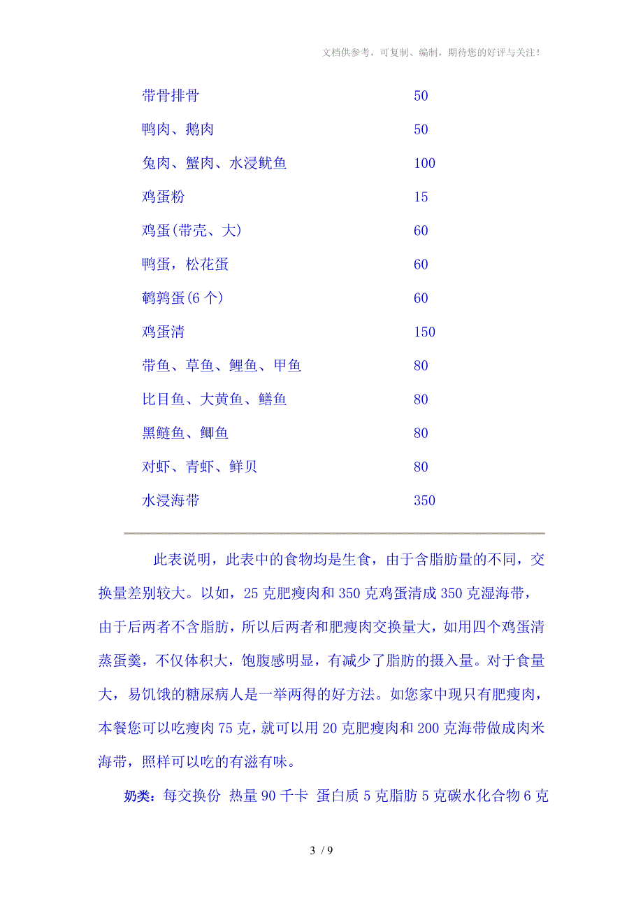 糖尿病人食品交换份法_第3页