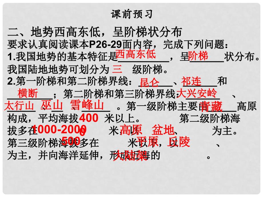 八年级地理上册 第二章 第一节 地形和地势习题课件 （新版）新人教版_第4页