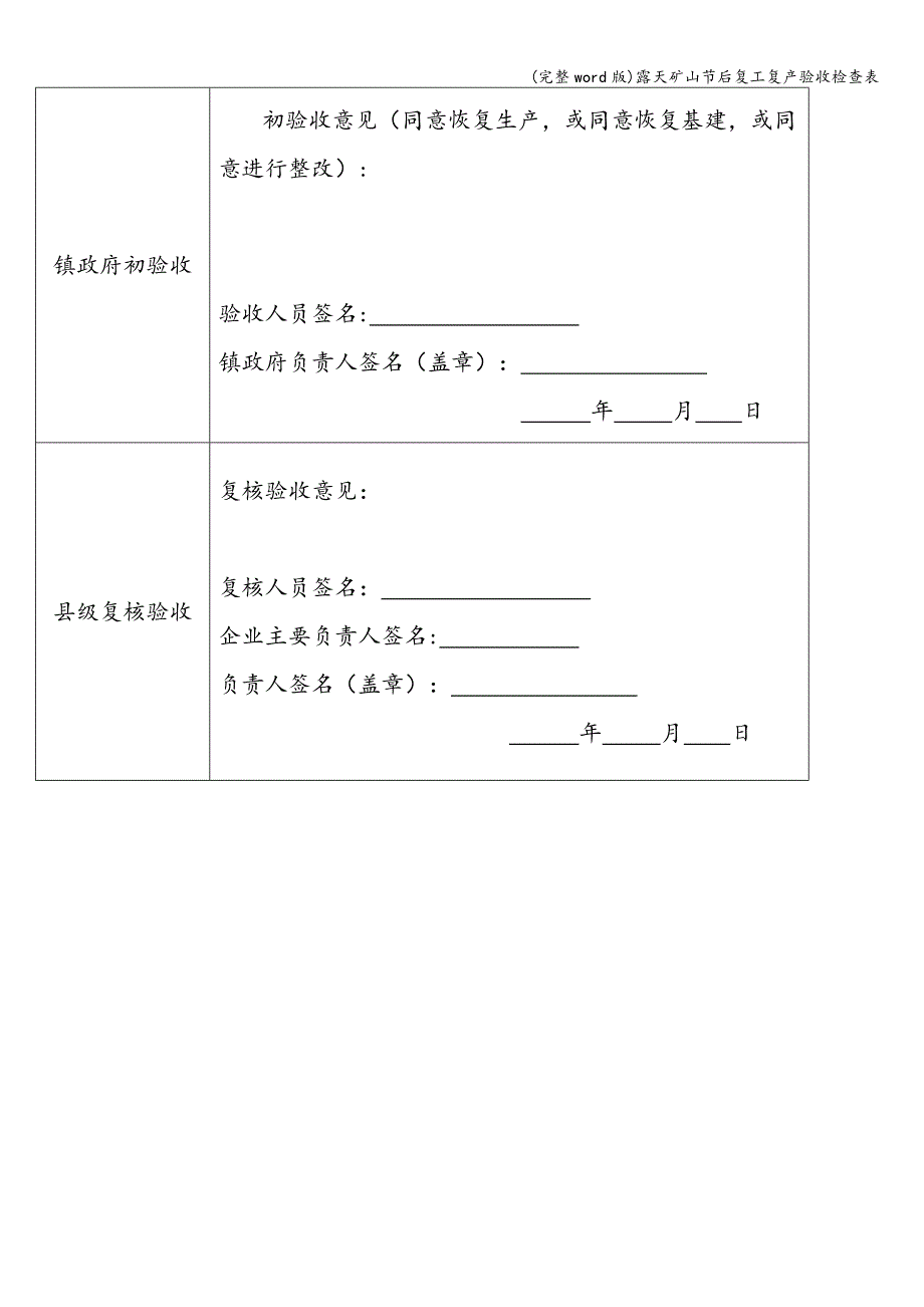 (完整word版)露天矿山节后复工复产验收检查表.doc_第4页