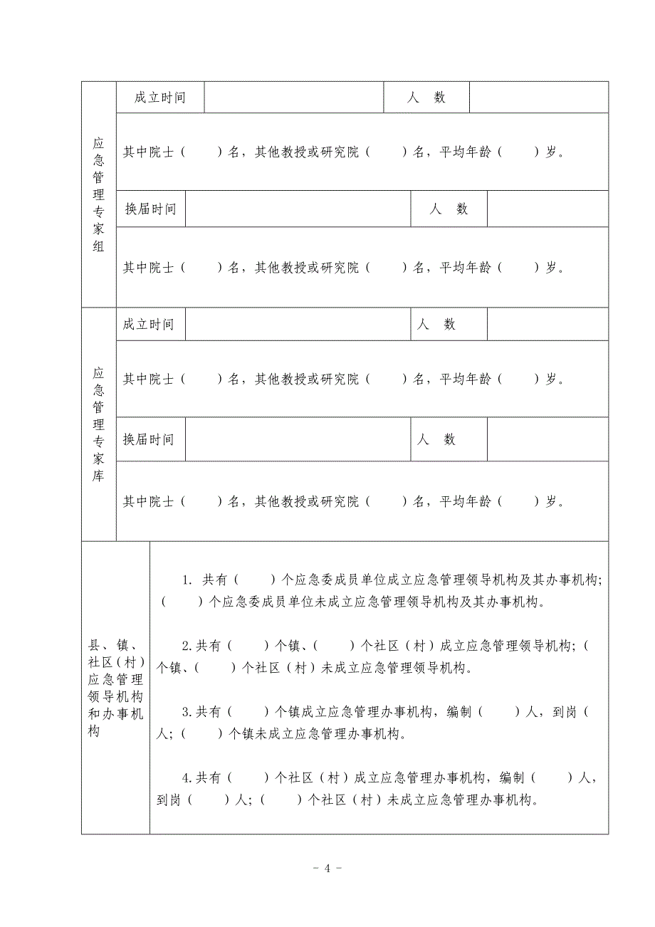 应急体系建设情况调查表_第4页