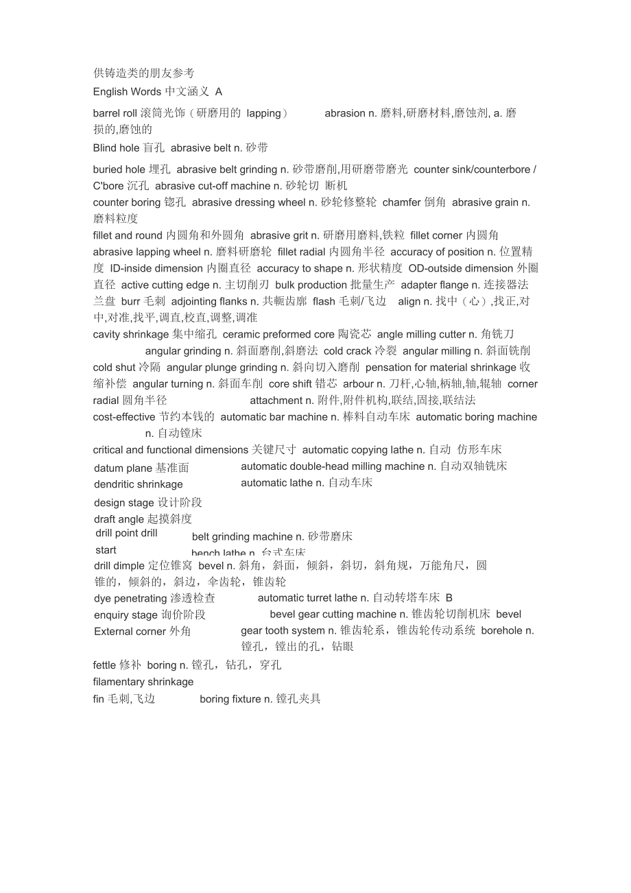 铸造专用词汇_第1页