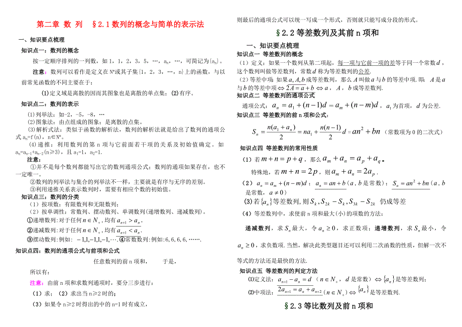 高中数学一轮复习 列知识点梳理及数列通项公式的求法总结素材 新人教版.doc_第1页