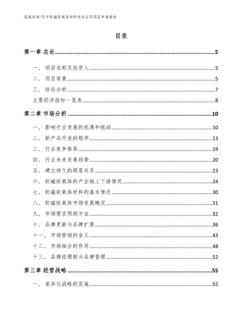 巴中软磁铁氧体材料技术应用项目申请报告_第1页