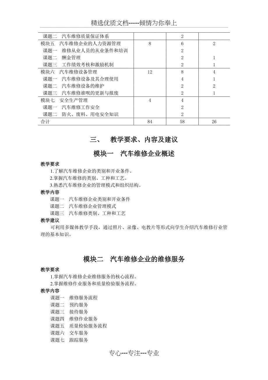 汽车维修企业管理教学大纲_第2页