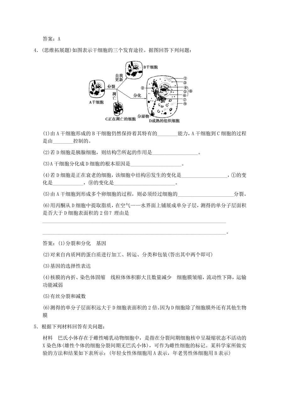 【创新设计】2011届高考生物一轮复习 4-2 细胞的衰老与凋亡随堂双基演练 中图版必修1_第2页