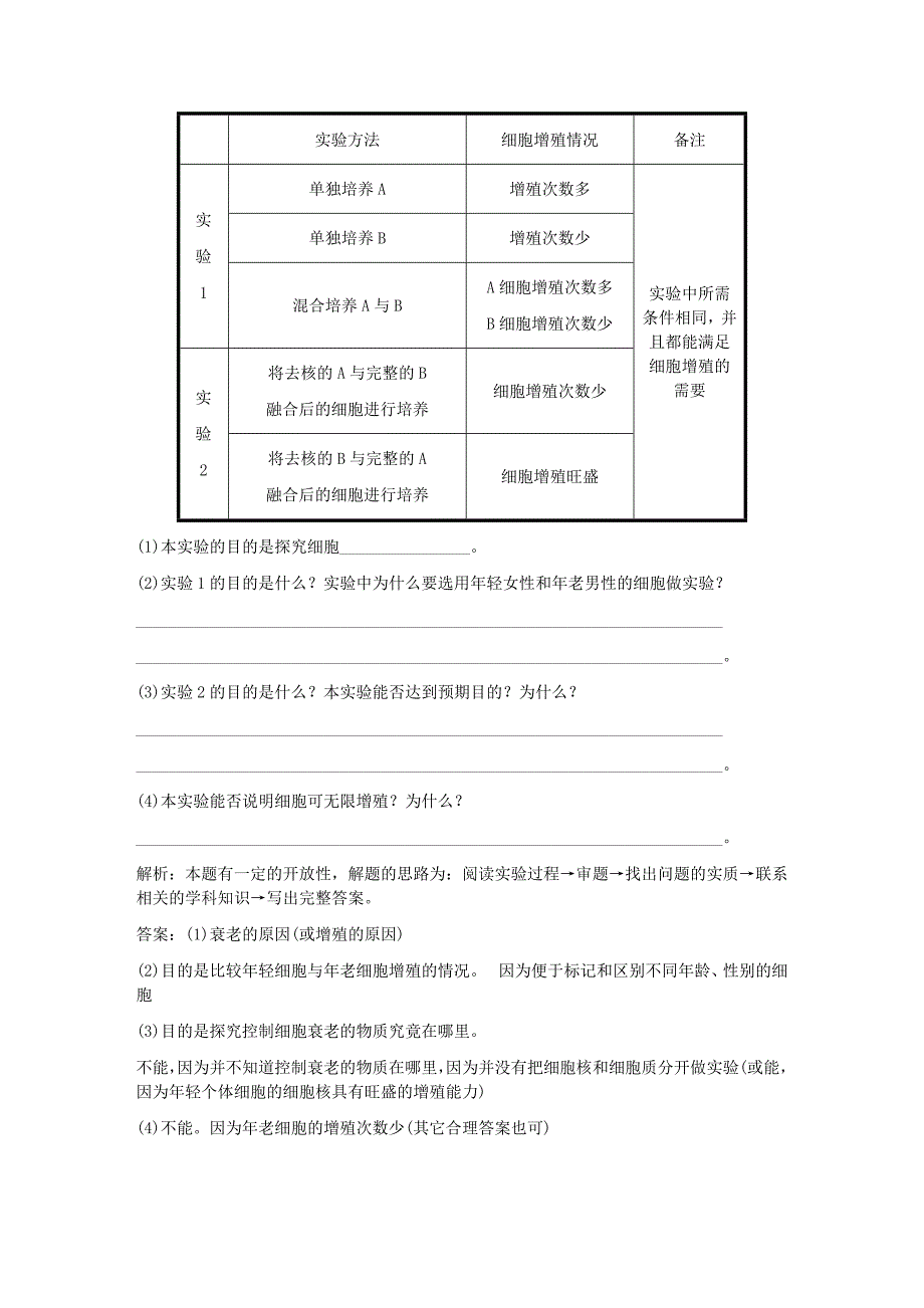 【创新设计】2011届高考生物一轮复习 4-2 细胞的衰老与凋亡随堂双基演练 中图版必修1_第3页