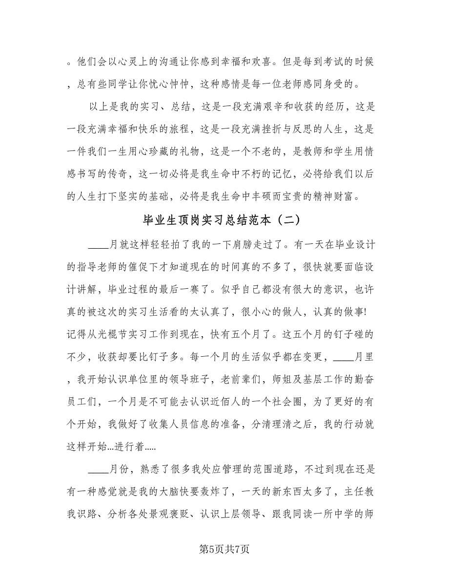 毕业生顶岗实习总结范本（二篇）.doc_第5页