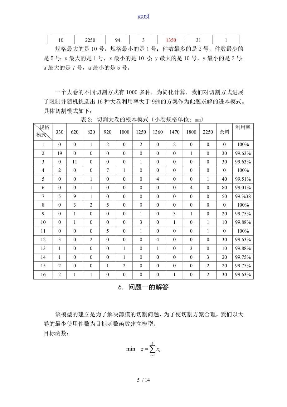 数学建模论文设计—薄膜切割问题_第5页