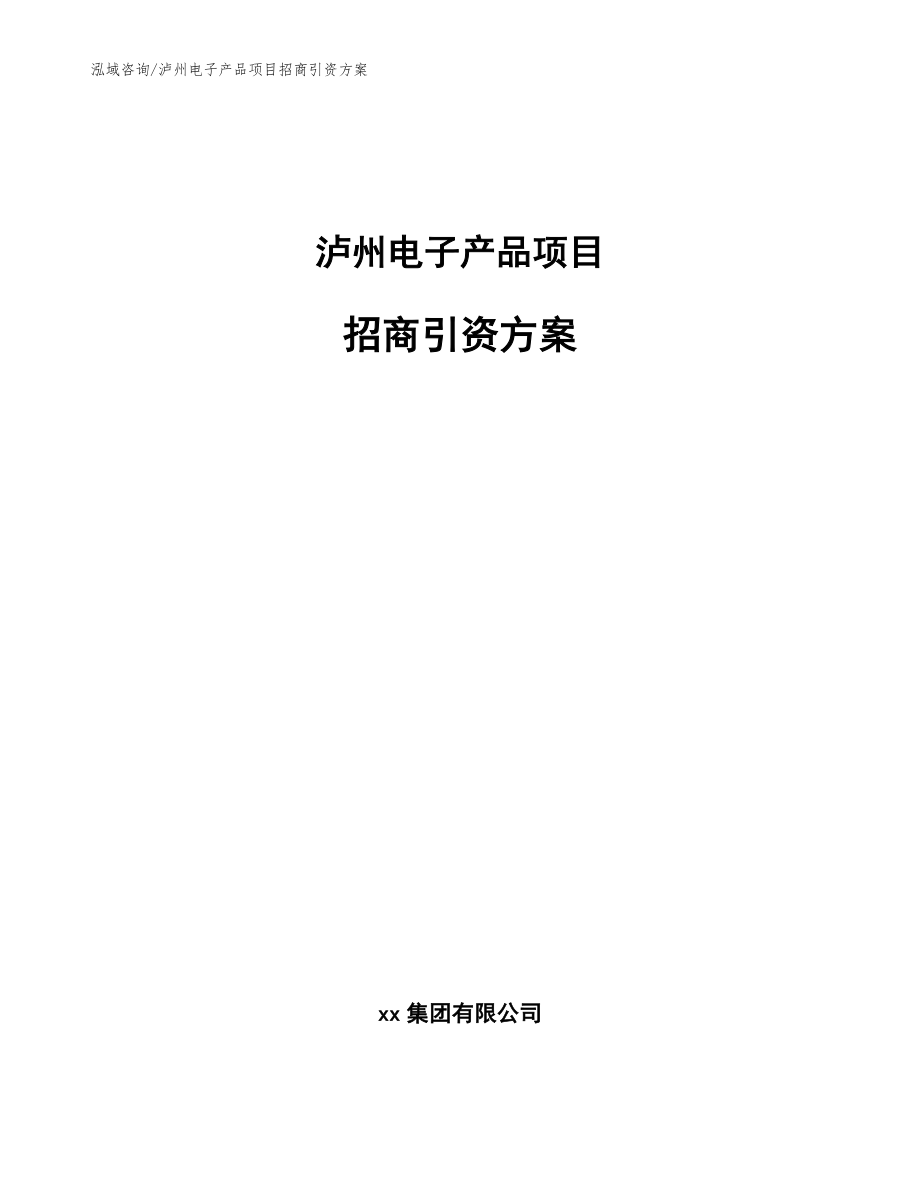 泸州电子产品项目招商引资方案模板范本_第1页