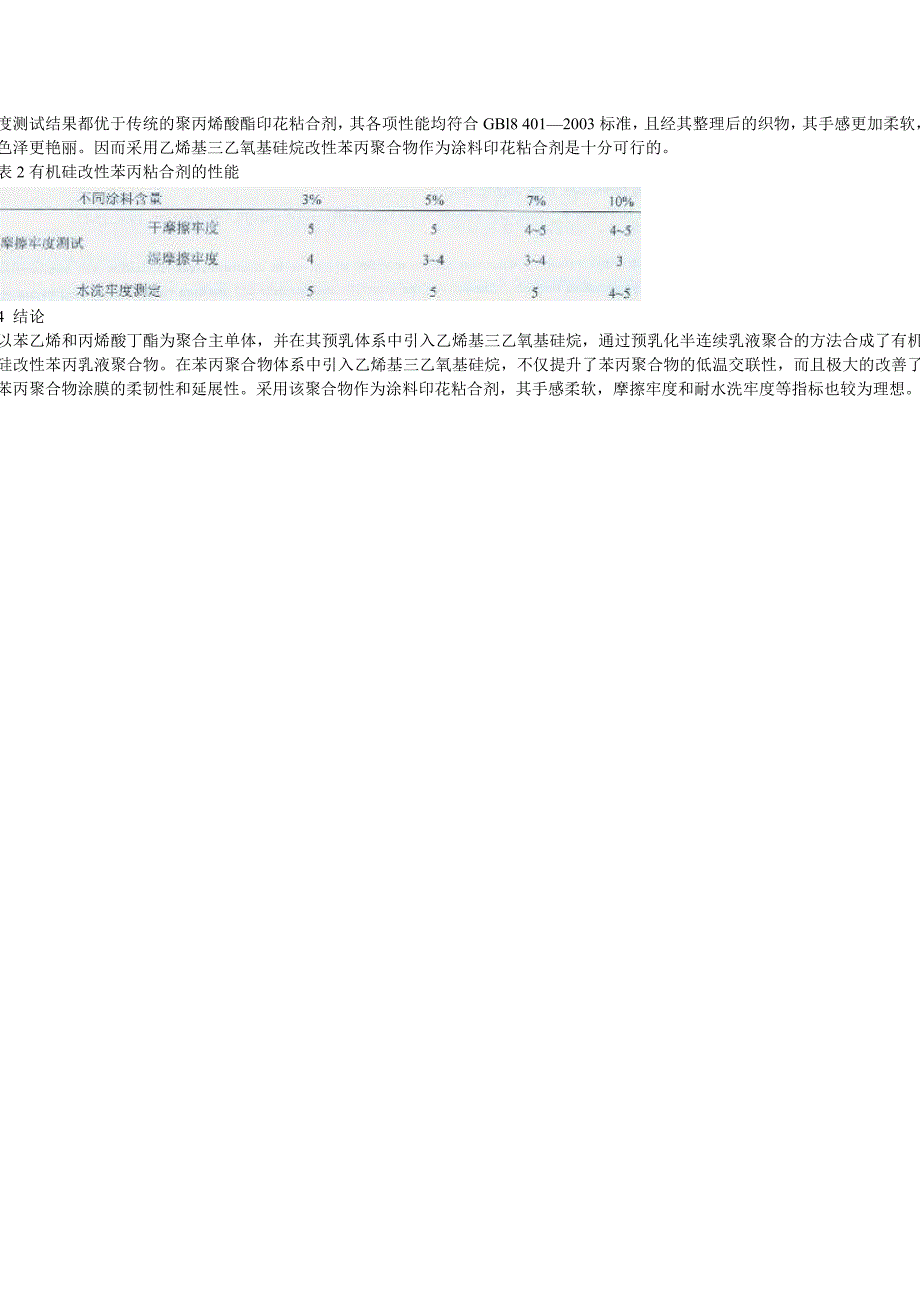 有机硅改性苯丙乳液的制备及其作为涂料印花粘合剂的应用_第4页