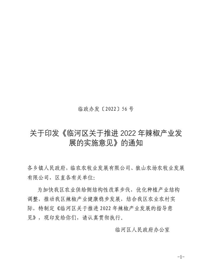 临河区关于推进2022年辣椒产业发展的实施意见.docx