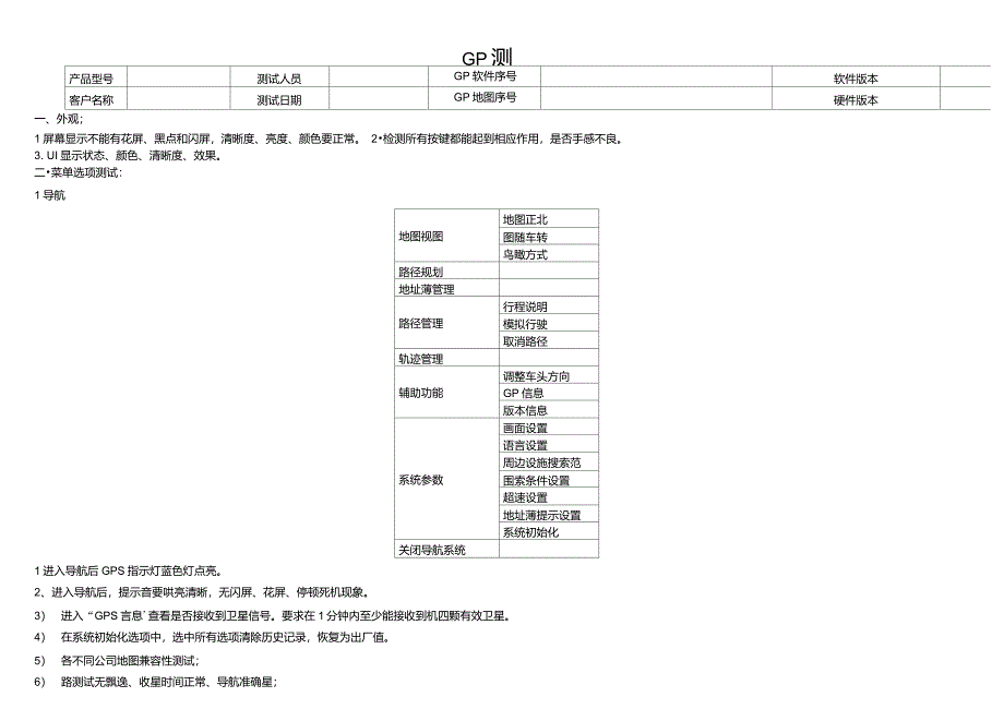 GPS导航仪测试用例_第1页