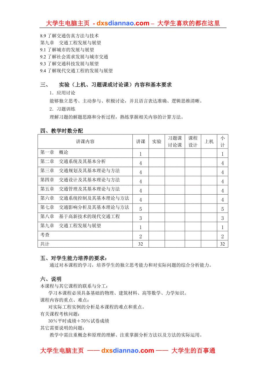 精品资料2022年收藏交通工程课程教学大纲_第3页