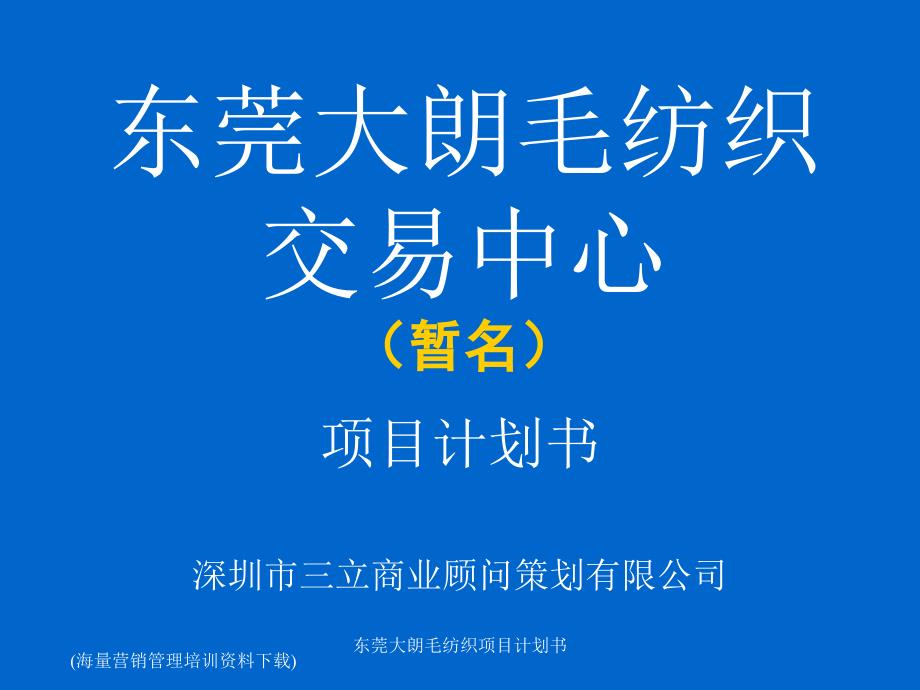 东莞大朗毛纺织项目计划书课件_第1页